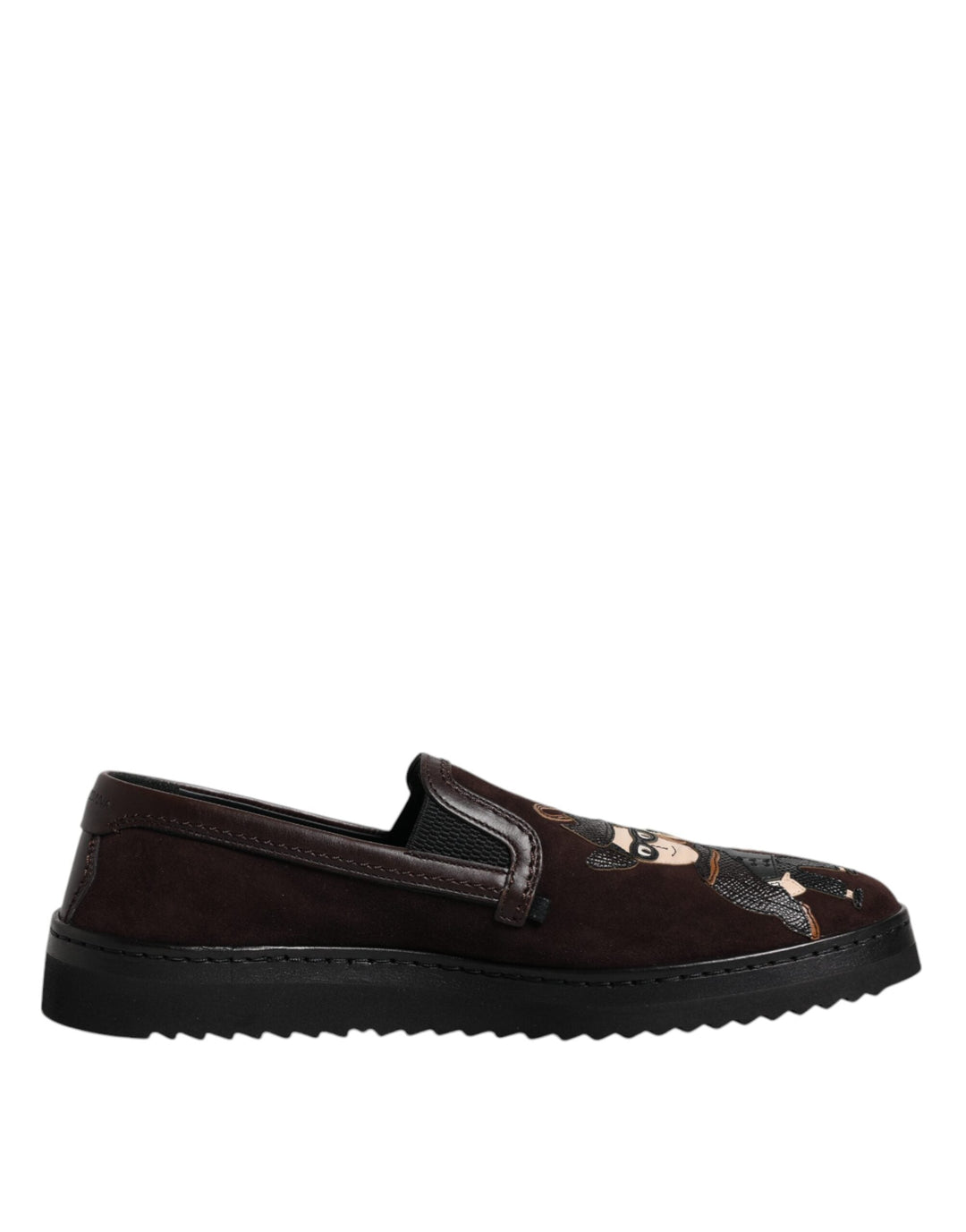 Men’s Dolce &amp; Gabbana Brown Suede Dg Family Slip on Flats Shoes
