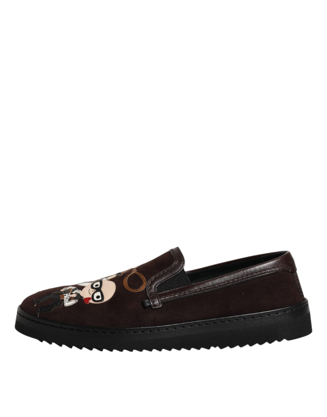 Men’s Dolce &amp; Gabbana Brown Suede Dg Family Slip on Flats Shoes