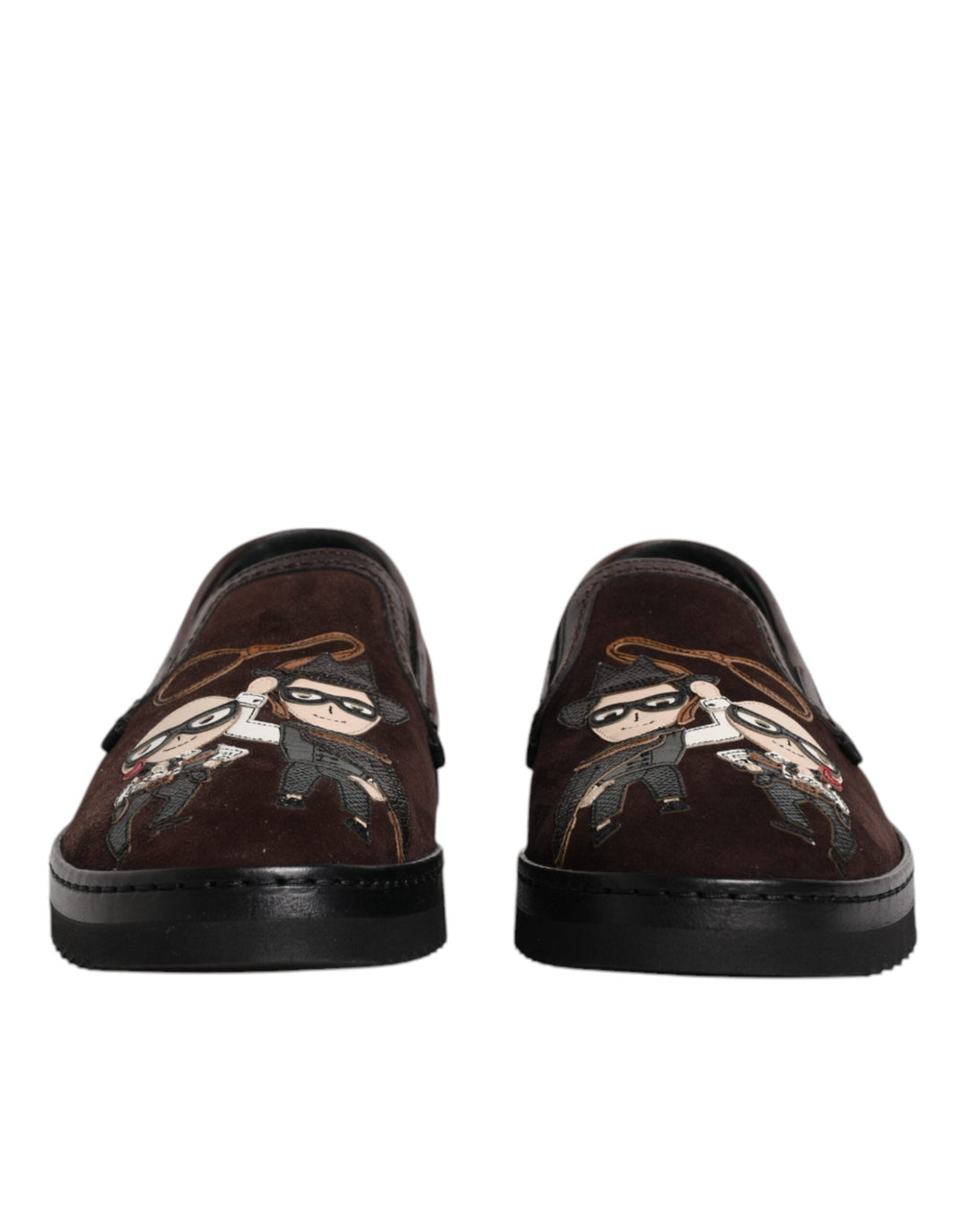 Men’s Dolce &amp; Gabbana Brown Suede Dg Family Slip on Flats Shoes