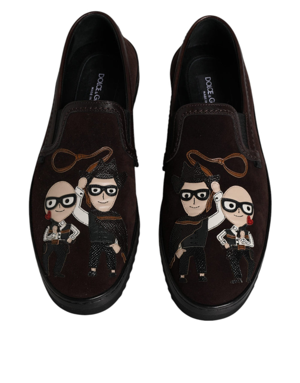 Men’s Dolce & Gabbana Brown Suede Dg Family Slip on Flats Shoes