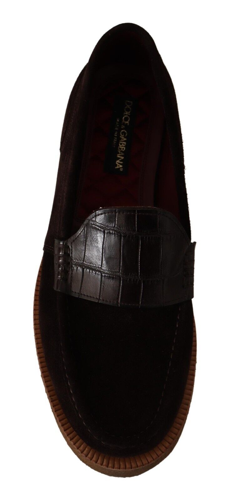 Men’s Dolce &amp; Gabbana Brown Suede Leather Slip on Flats Moccasin Shoes