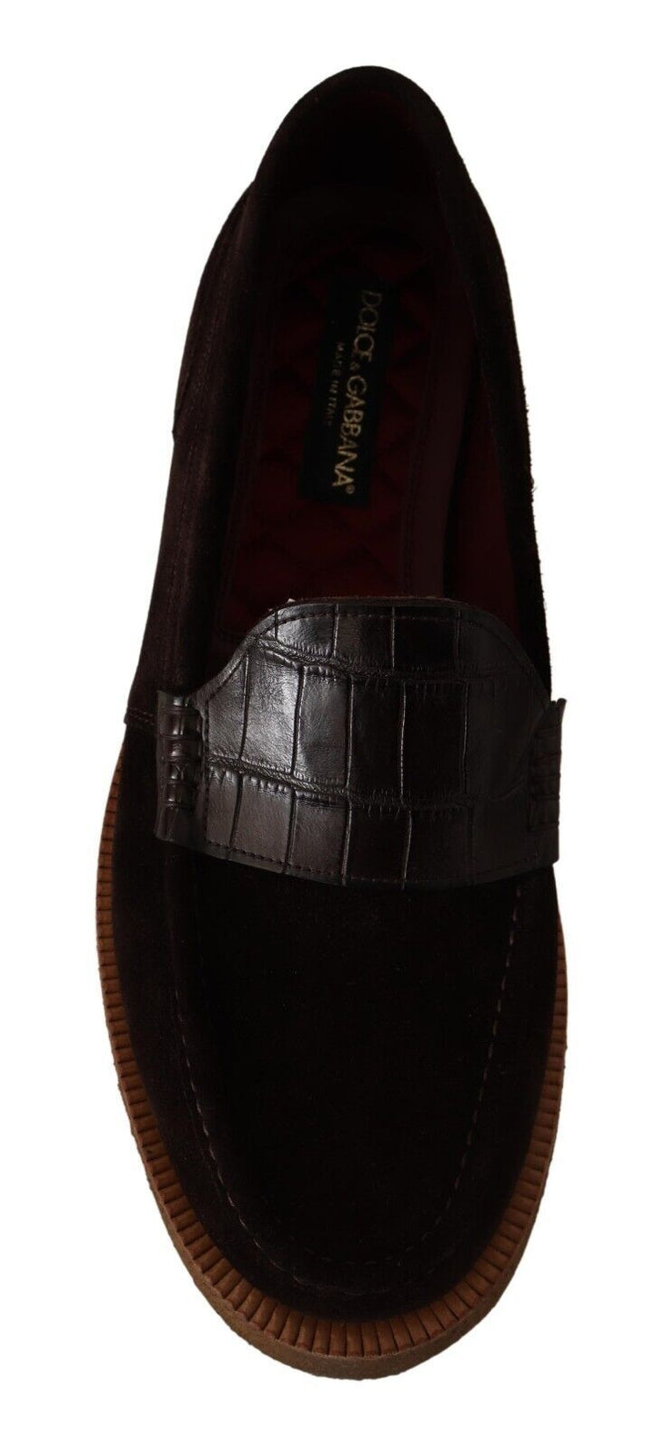 Men’s Dolce &amp; Gabbana Brown Suede Leather Slip on Flats Moccasin Shoes