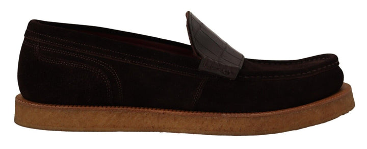Men’s Dolce &amp; Gabbana Brown Suede Leather Slip on Flats Moccasin Shoes