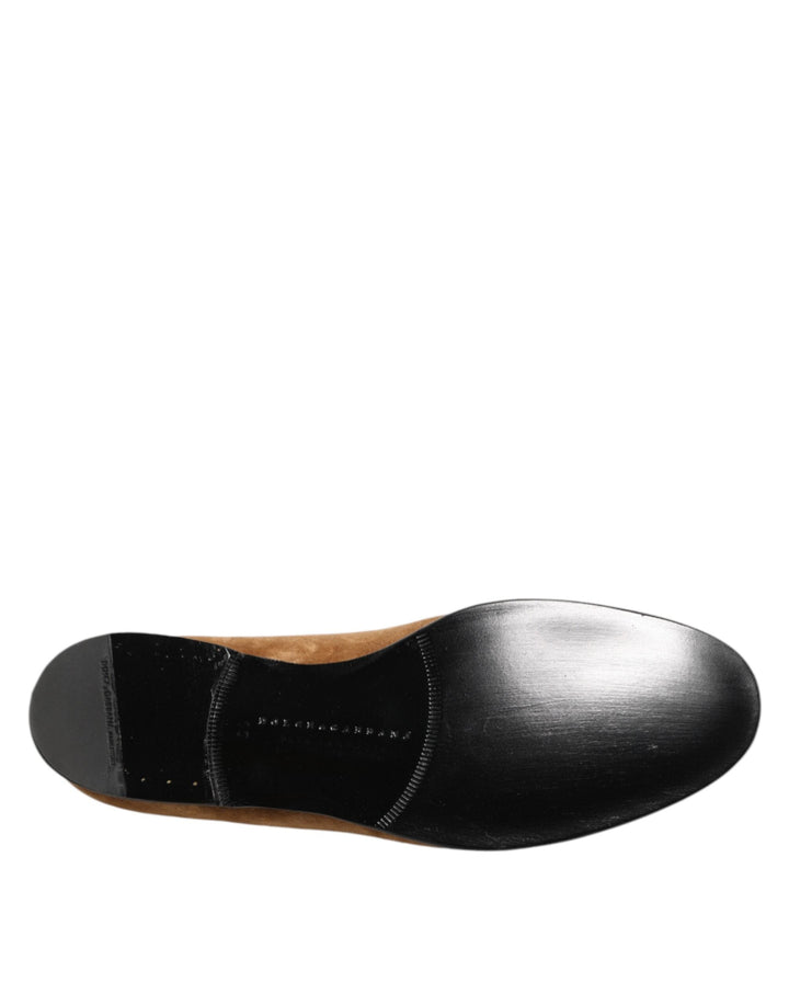 Men’s Dolce &amp; Gabbana Brown Suede Slip on Men Loafers Formal Shoes