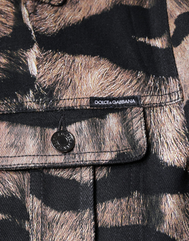 Dolce &amp; Gabbana Brown Tiger Button Down Collared Jacket