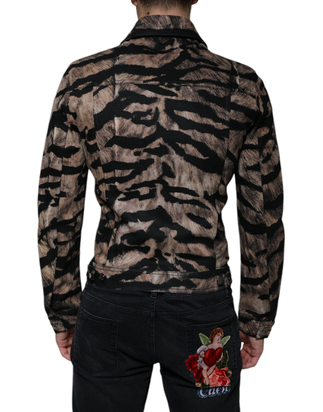 Dolce &amp; Gabbana Brown Tiger Button Down Collared Jacket