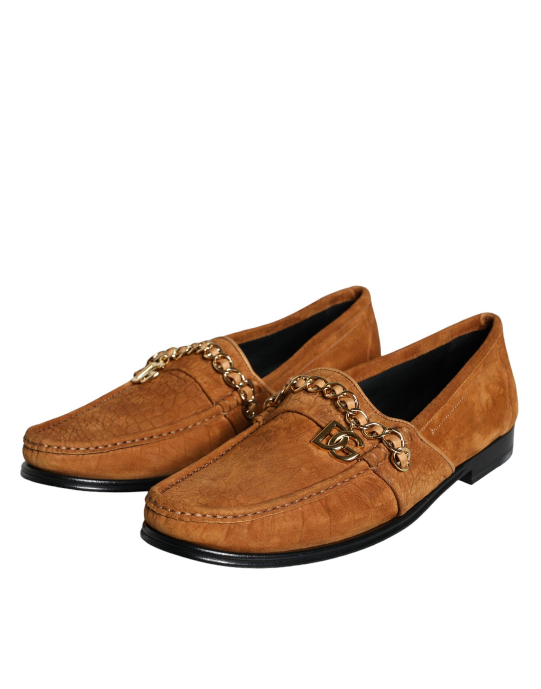 Men’s Dolce &amp; Gabbana Brown Velvet Leather Logo Mocassin Slip on Shoes