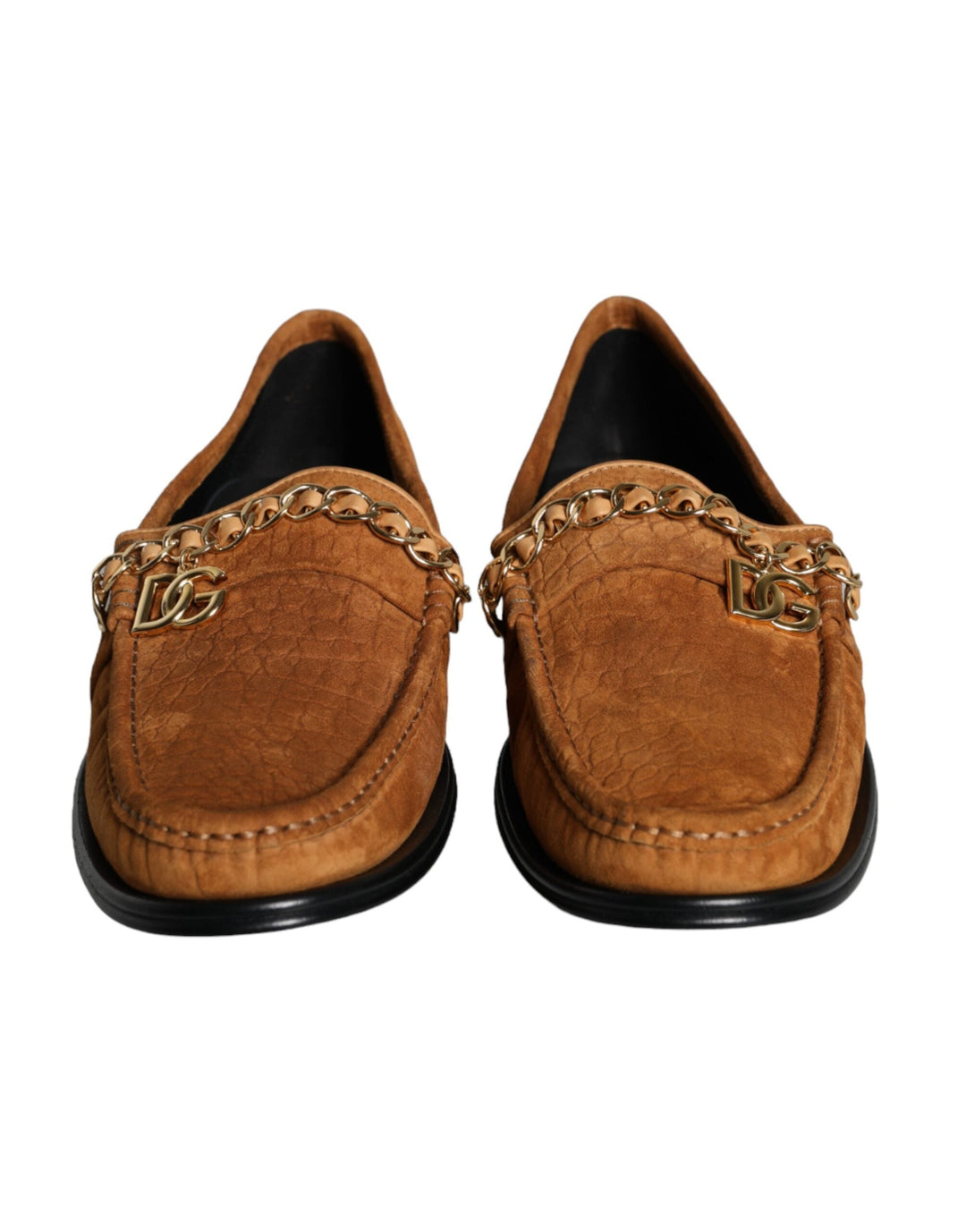 Men’s Dolce & Gabbana Brown Velvet Leather Logo Mocassin Slip on Shoes