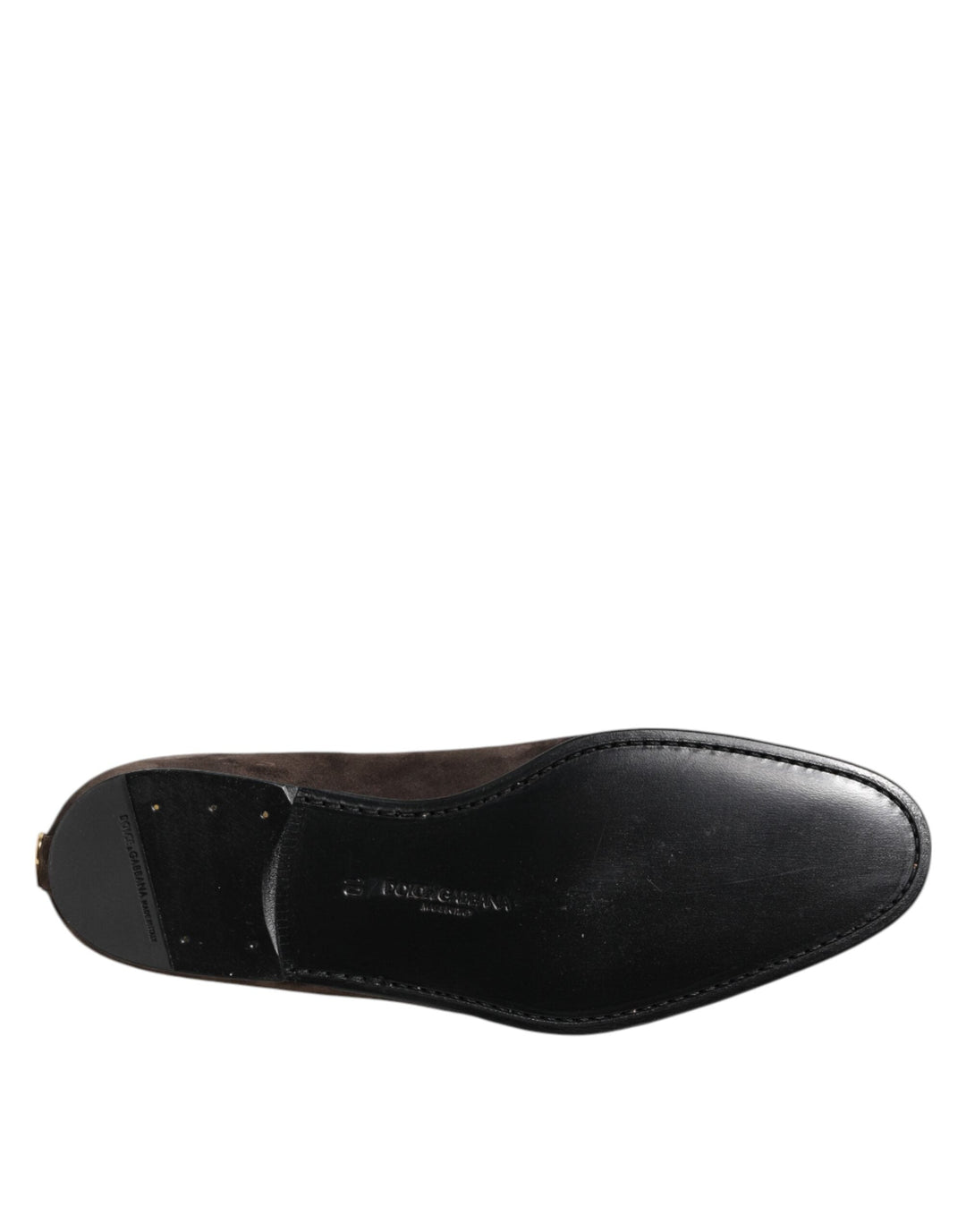 Men’s Dolce &amp; Gabbana Brown Velvet Leather Slip on Loafers Shoes