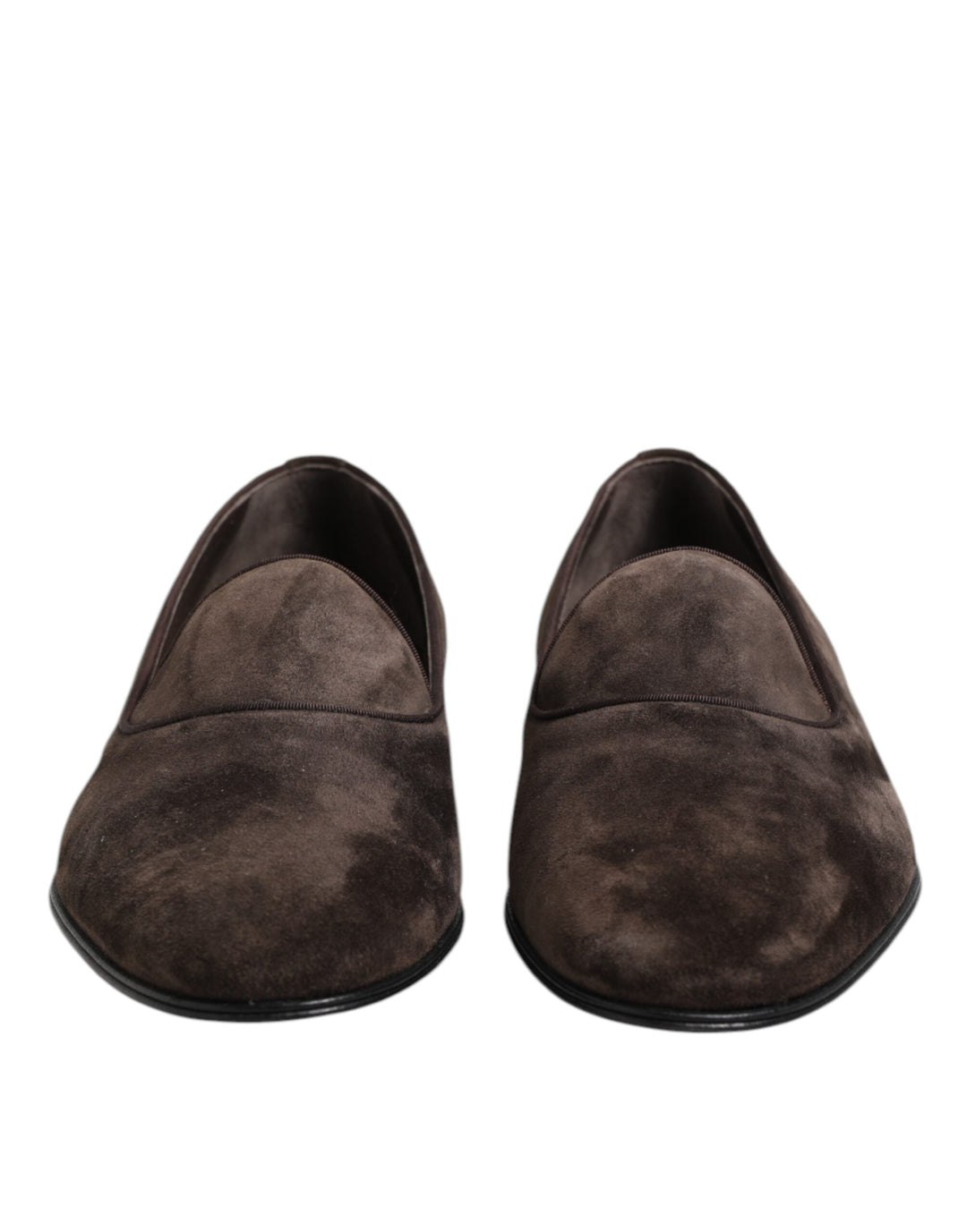 Men’s Dolce &amp; Gabbana Brown Velvet Leather Slip on Loafers Shoes