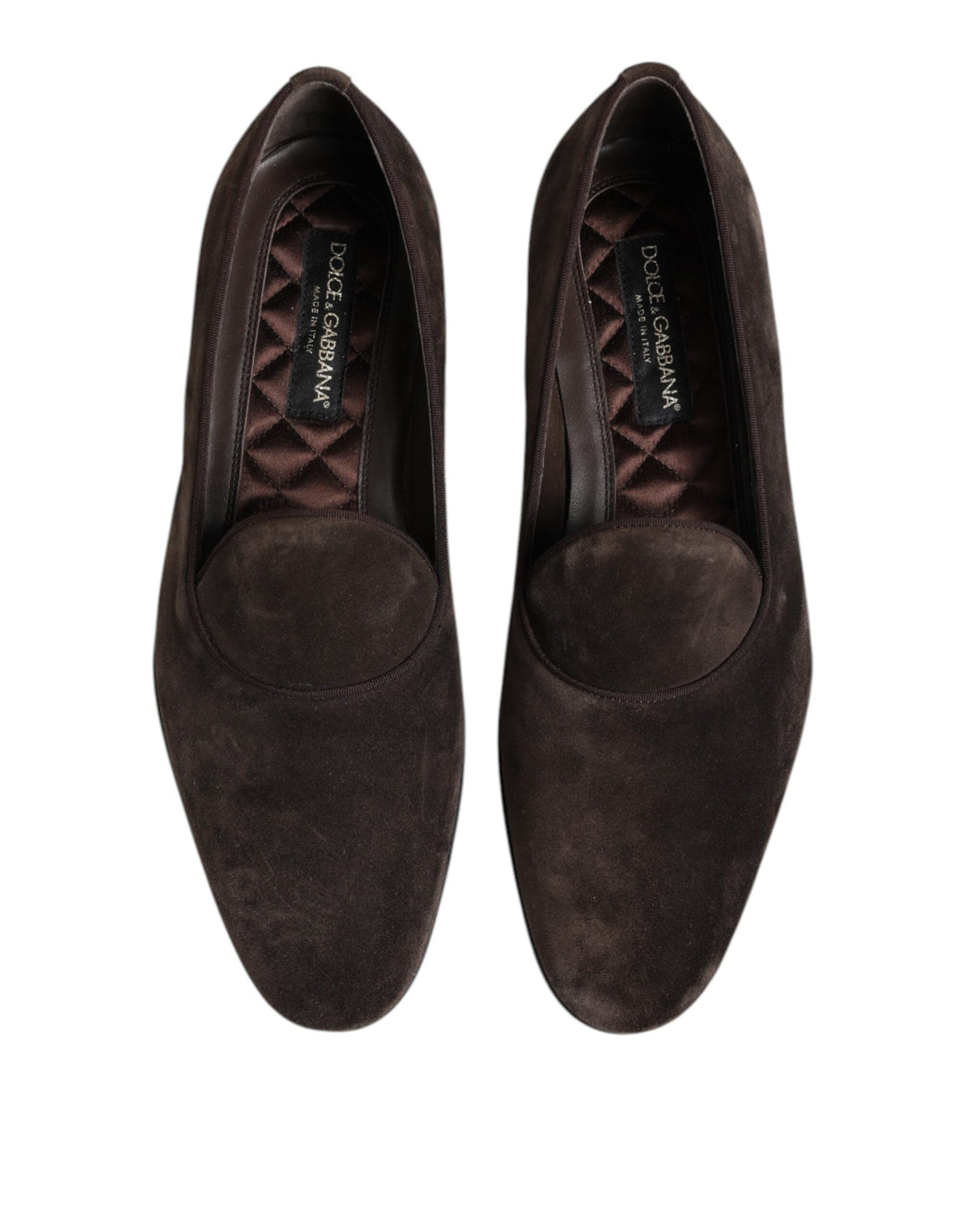 Men’s Dolce &amp; Gabbana Brown Velvet Leather Slip on Loafers Shoes
