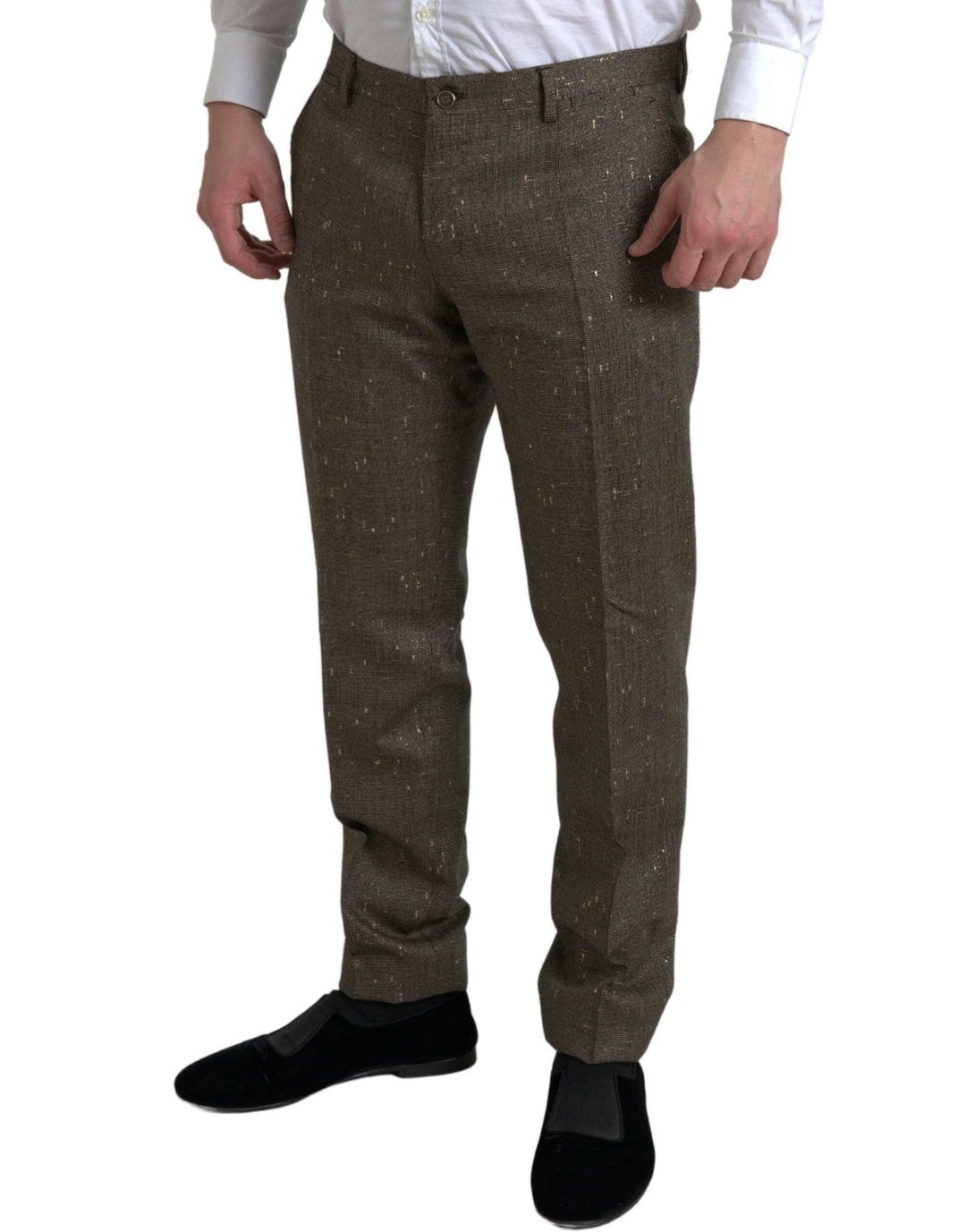 Men’s Dolce &amp; Gabbana Brown Wool Dress Skinny Men Trouser Pants