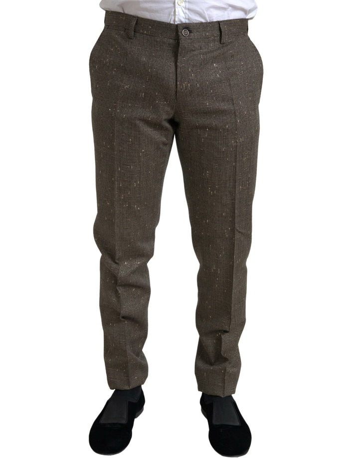 Men’s Dolce &amp; Gabbana Brown Wool Dress Skinny Men Trouser Pants