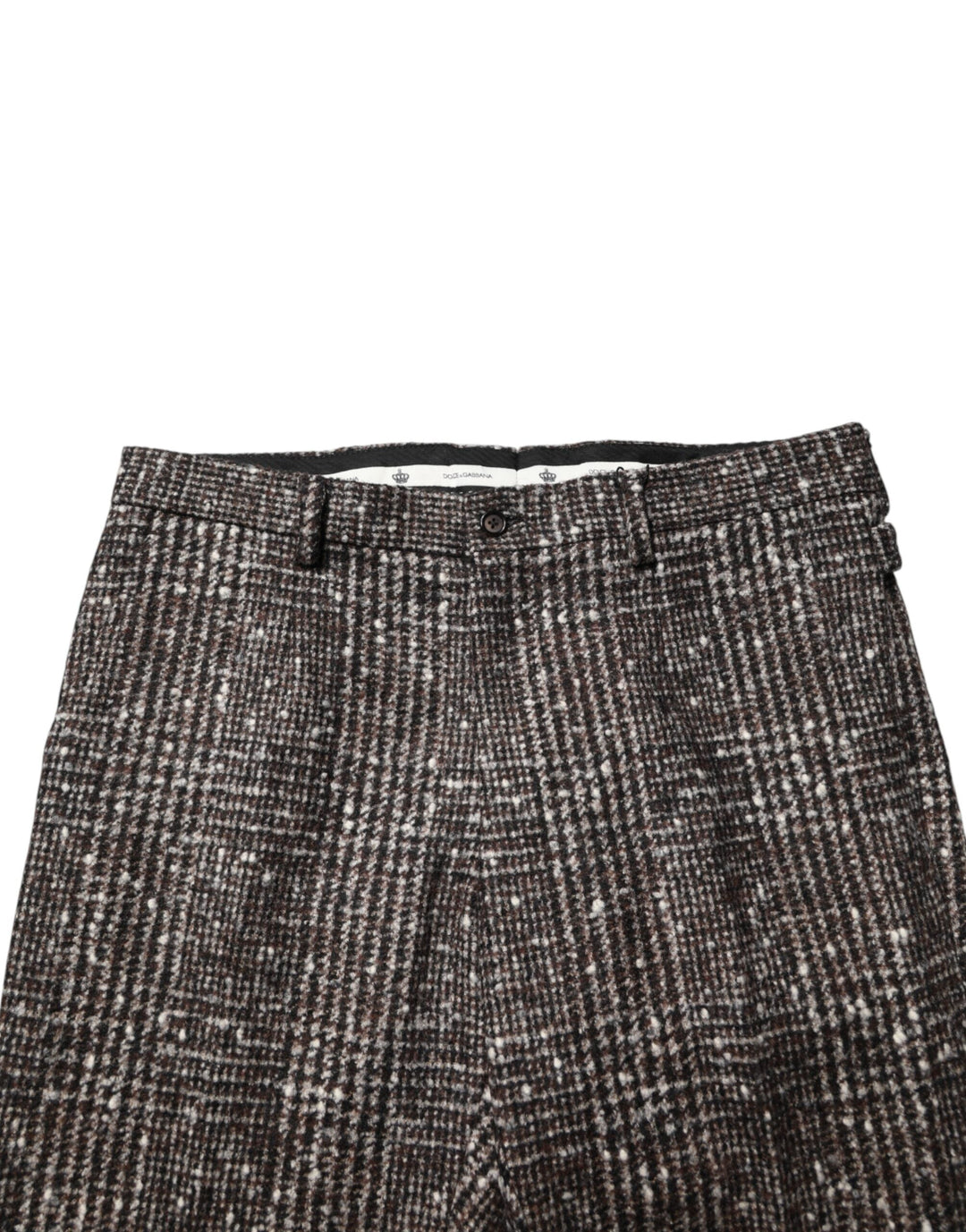Men’s Dolce &amp; Gabbana Brown Wool Plaid Skinny Dress Trouser Pants