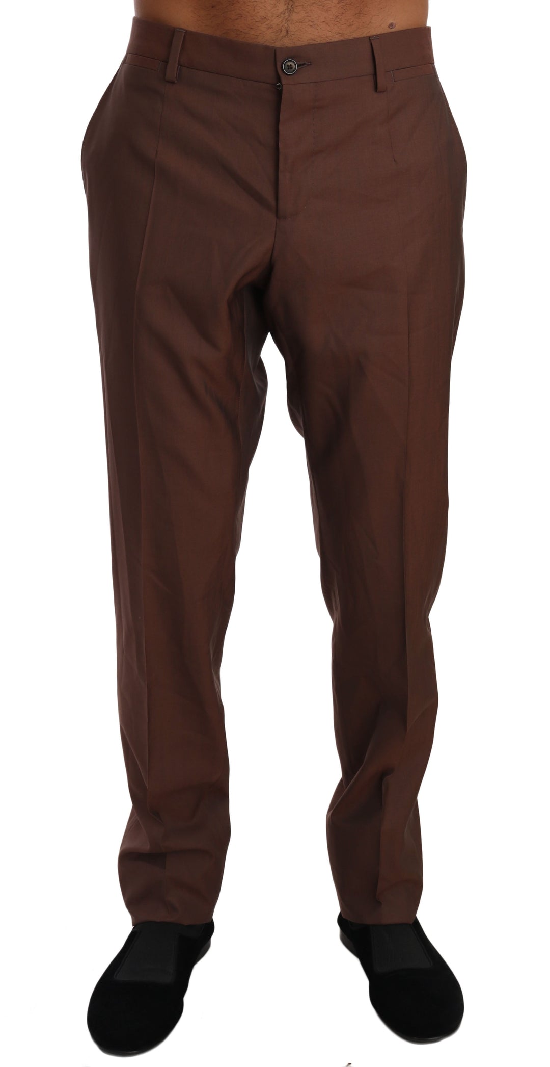 Men’s Dolce & Gabbana Brown Wool Silk Formal Trousers Pants