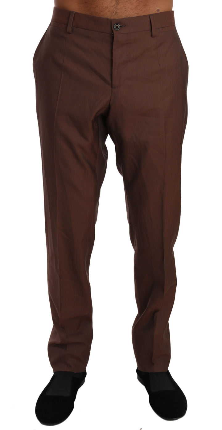 Men’s Dolce &amp; Gabbana Brown Wool Silk Formal Trousers Pants