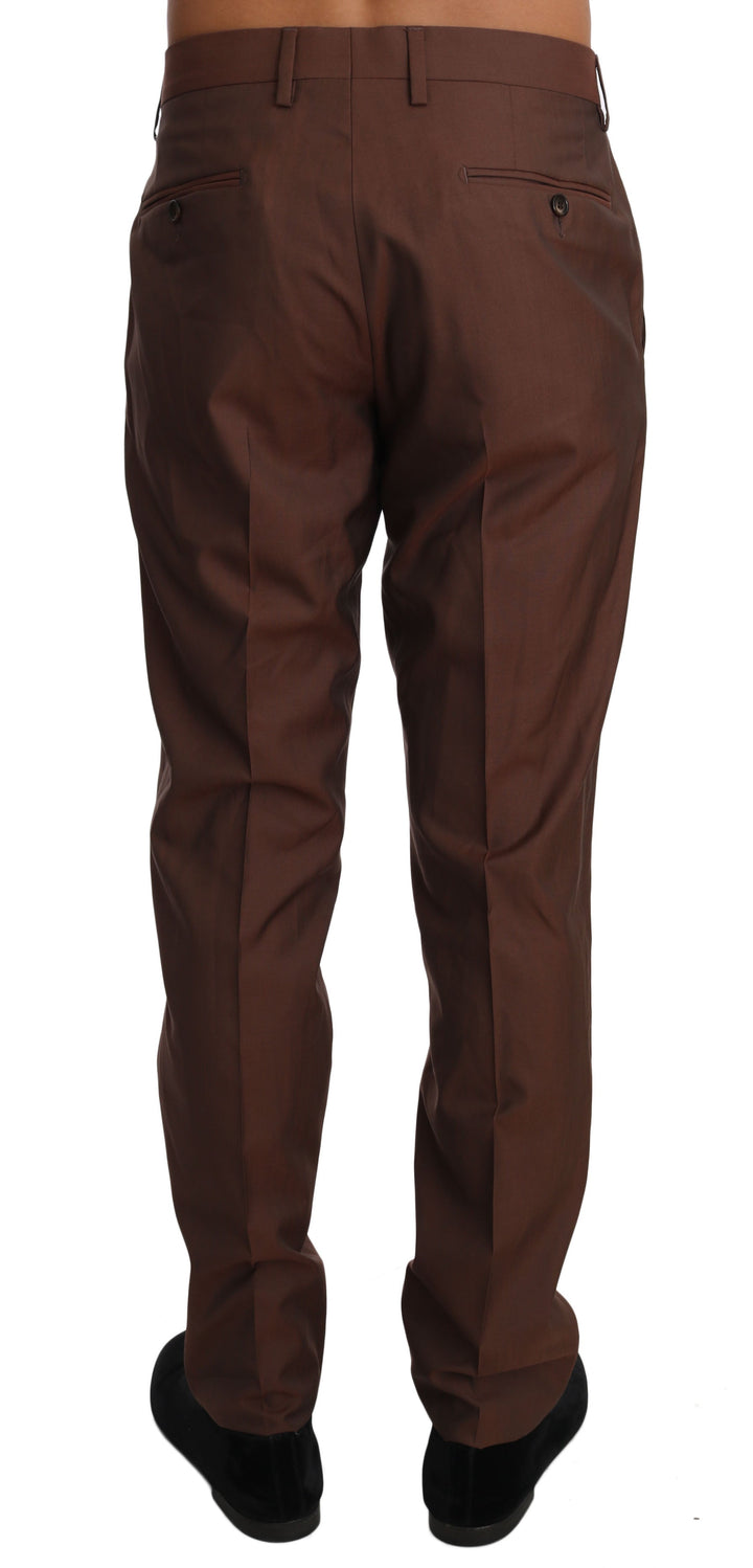 Men’s Dolce &amp; Gabbana Brown Wool Silk Formal Trousers Pants