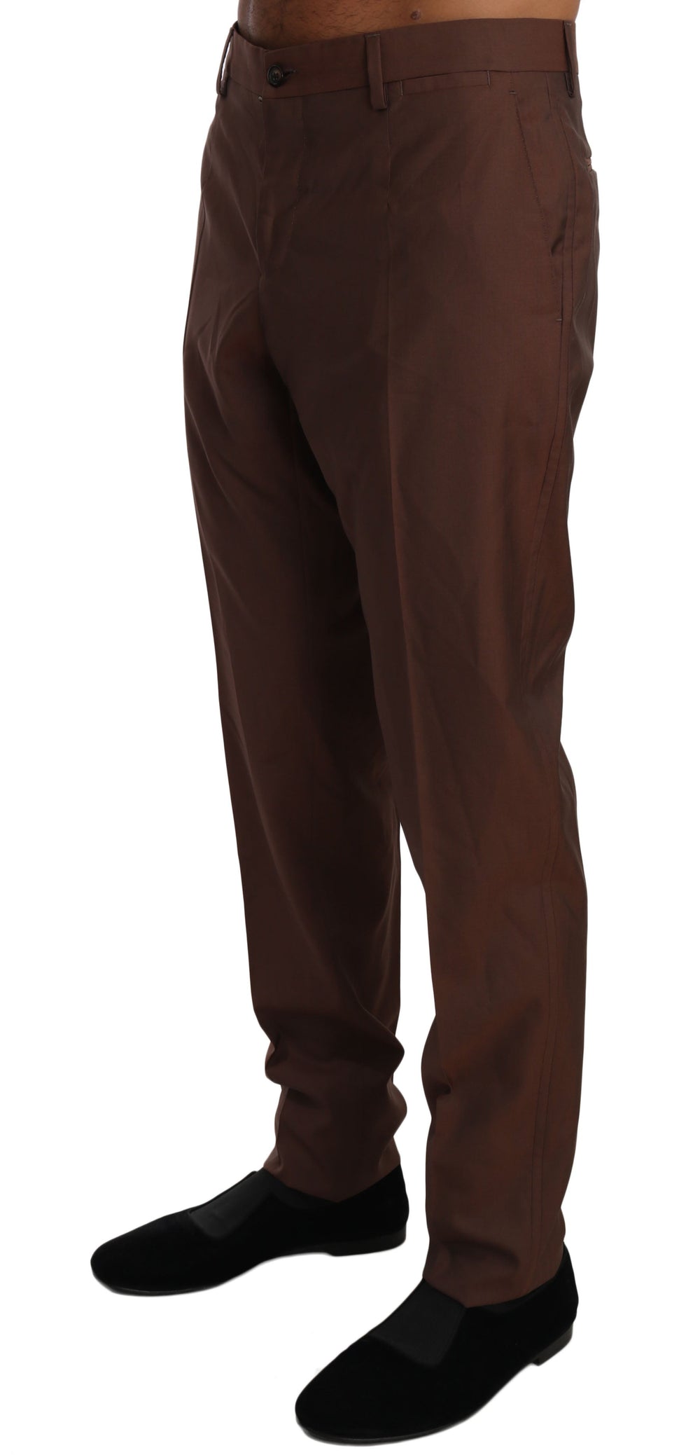 Men’s Dolce & Gabbana Brown Wool Silk Formal Trousers Pants