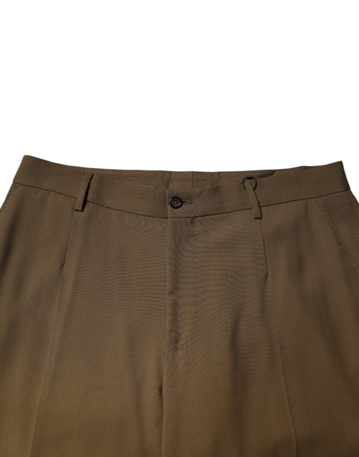 Men’s Dolce &amp; Gabbana Brown Wool Straight Formal Dress Pants