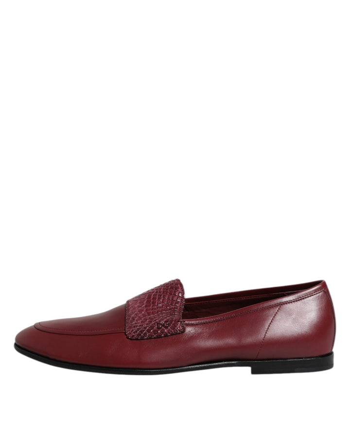 Men’s Dolce &amp; Gabbana Burgundy Calfskin Leather Formal Slip on Shoes