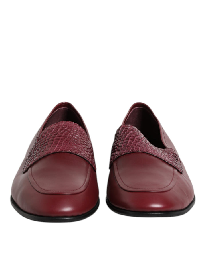 Men’s Dolce &amp; Gabbana Burgundy Calfskin Leather Formal Slip on Shoes