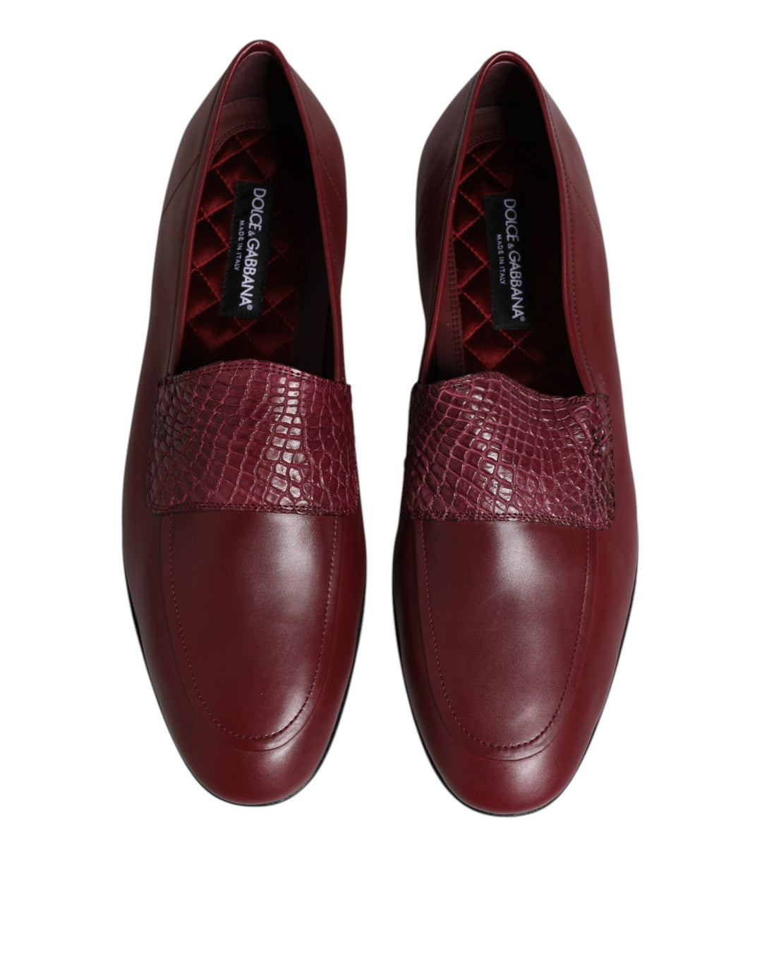 Men’s Dolce &amp; Gabbana Burgundy Calfskin Leather Formal Slip on Shoes
