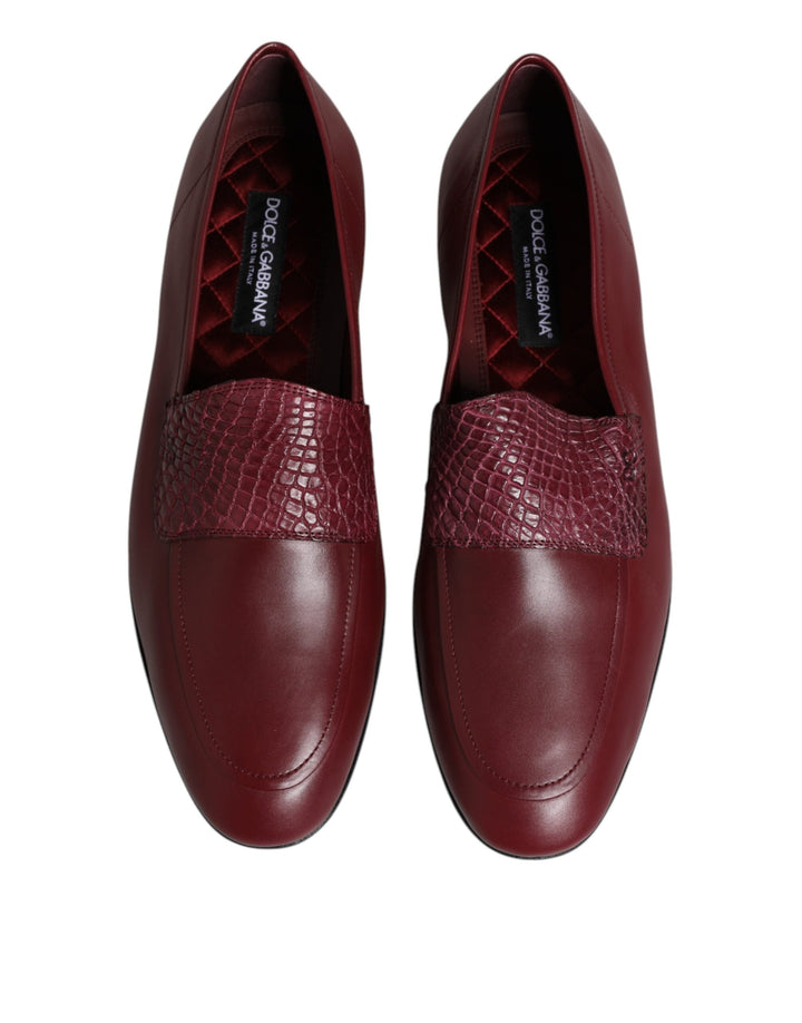 Men’s Dolce &amp; Gabbana Burgundy Calfskin Leather Formal Slip on Shoes