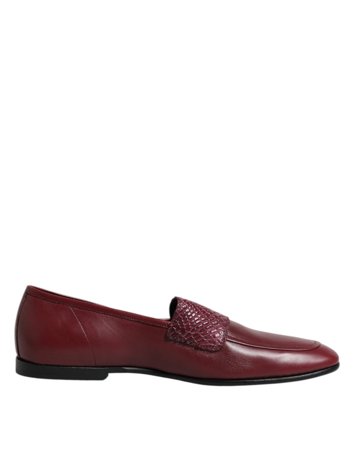 Men’s Dolce &amp; Gabbana Burgundy Calfskin Leather Formal Slip on Shoes