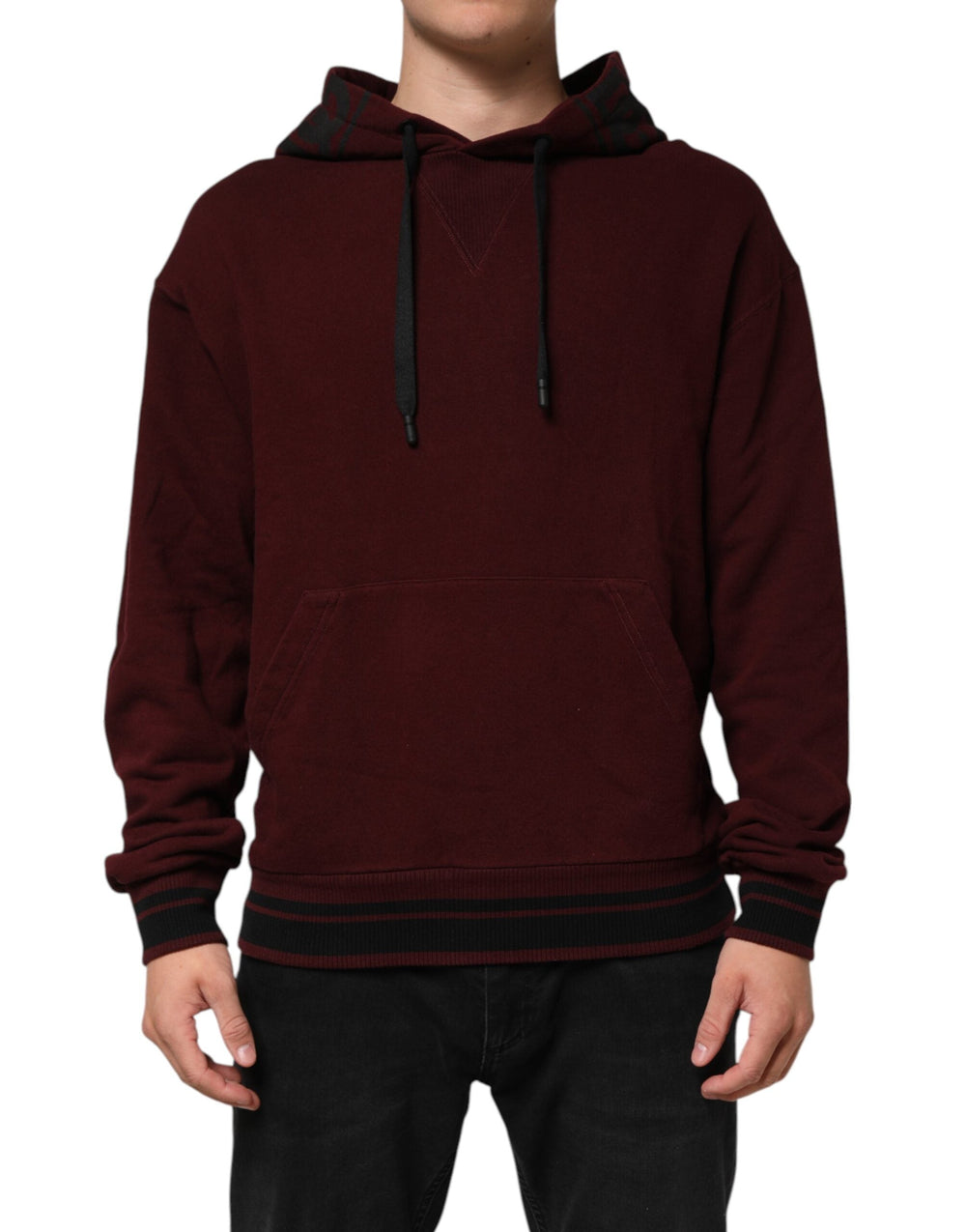 Men’s Dolce & Gabbana Burgundy Cotton Plaid Lined Men Hoodie Sweater