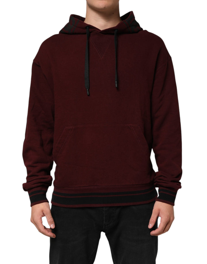 Men’s Dolce &amp; Gabbana Burgundy Cotton Plaid Lined Men Hoodie Sweater