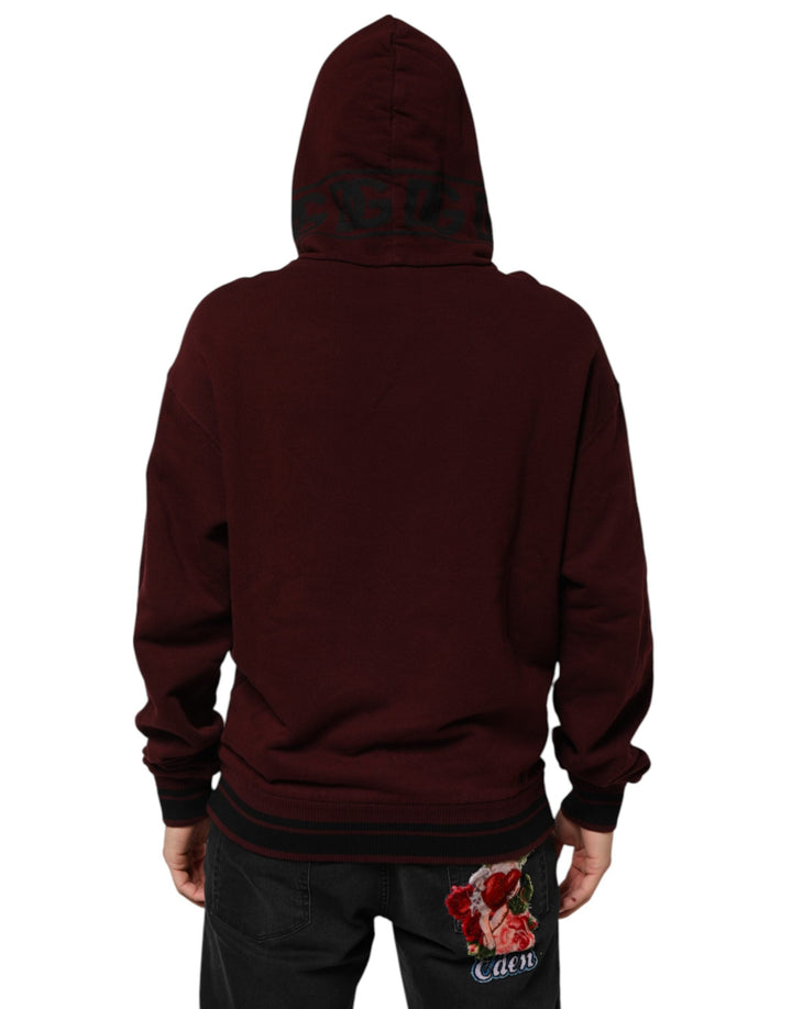 Men’s Dolce &amp; Gabbana Burgundy Cotton Plaid Lined Men Hoodie Sweater