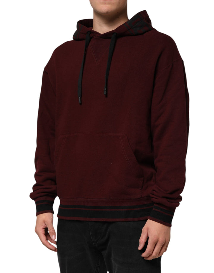 Men’s Dolce &amp; Gabbana Burgundy Cotton Plaid Lined Men Hoodie Sweater
