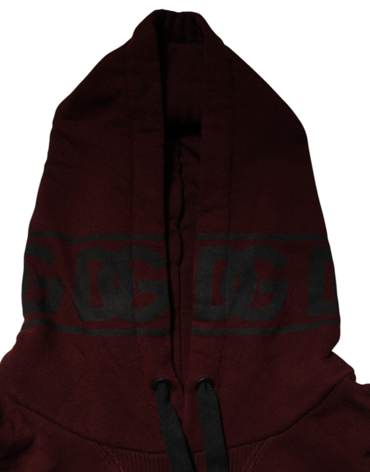 Men’s Dolce &amp; Gabbana Burgundy Cotton Plaid Lined Men Hoodie Sweater