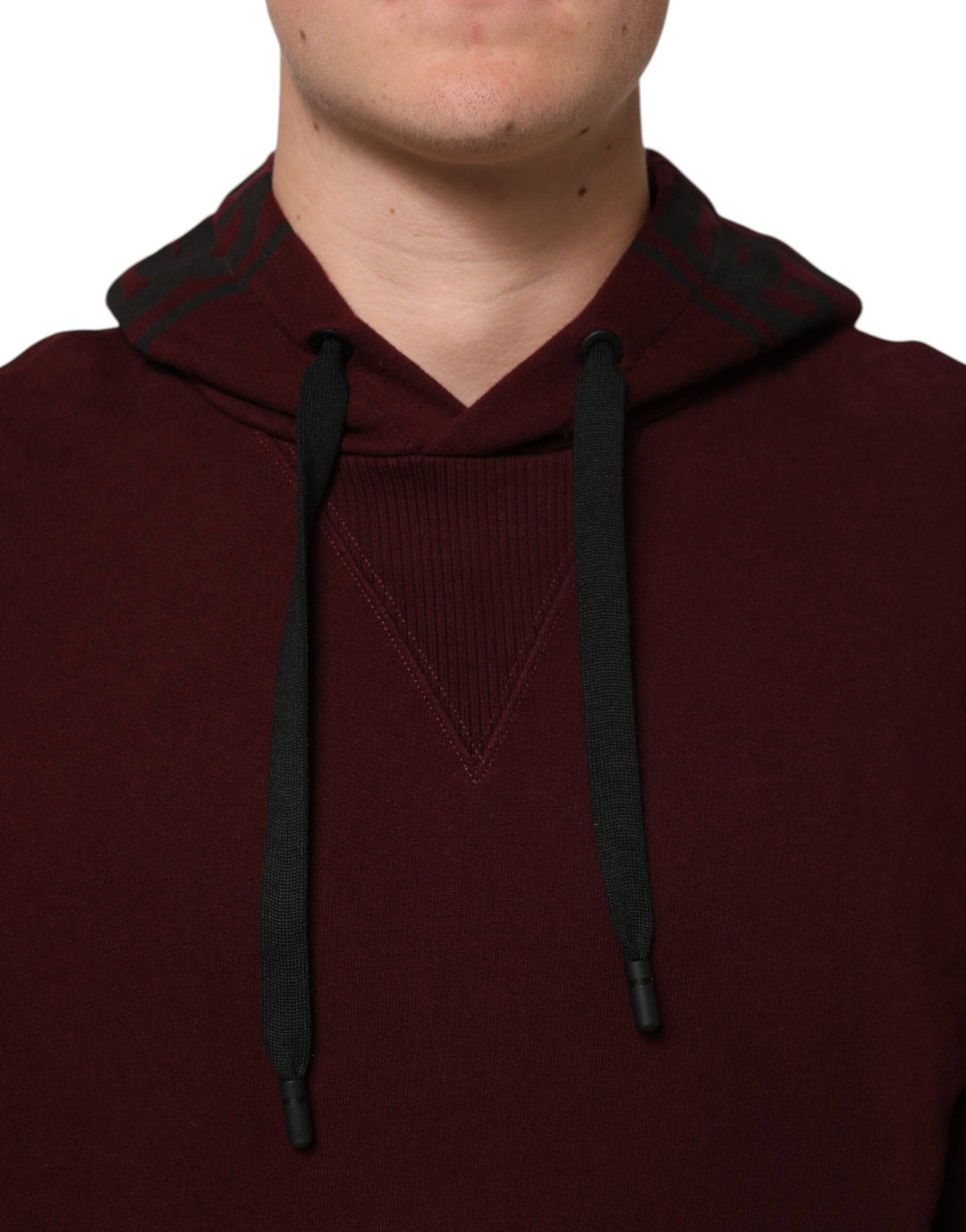 Men’s Dolce &amp; Gabbana Burgundy Cotton Plaid Lined Men Hoodie Sweater