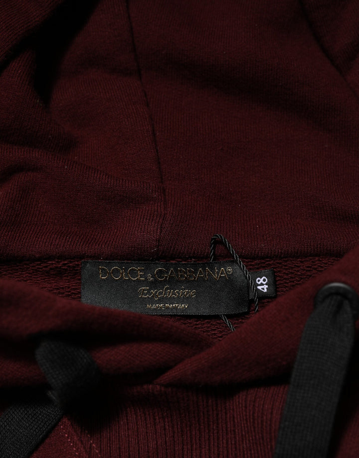 Men’s Dolce &amp; Gabbana Burgundy Cotton Plaid Lined Men Hoodie Sweater