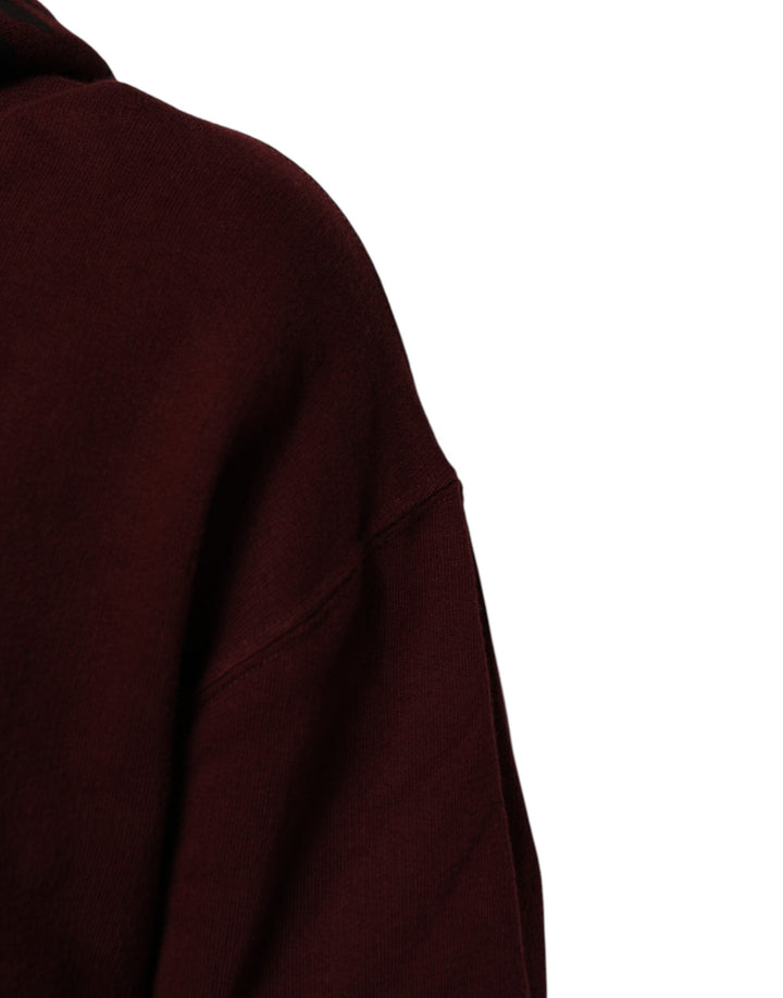 Men’s Dolce &amp; Gabbana Burgundy Cotton Plaid Lined Men Hoodie Sweater