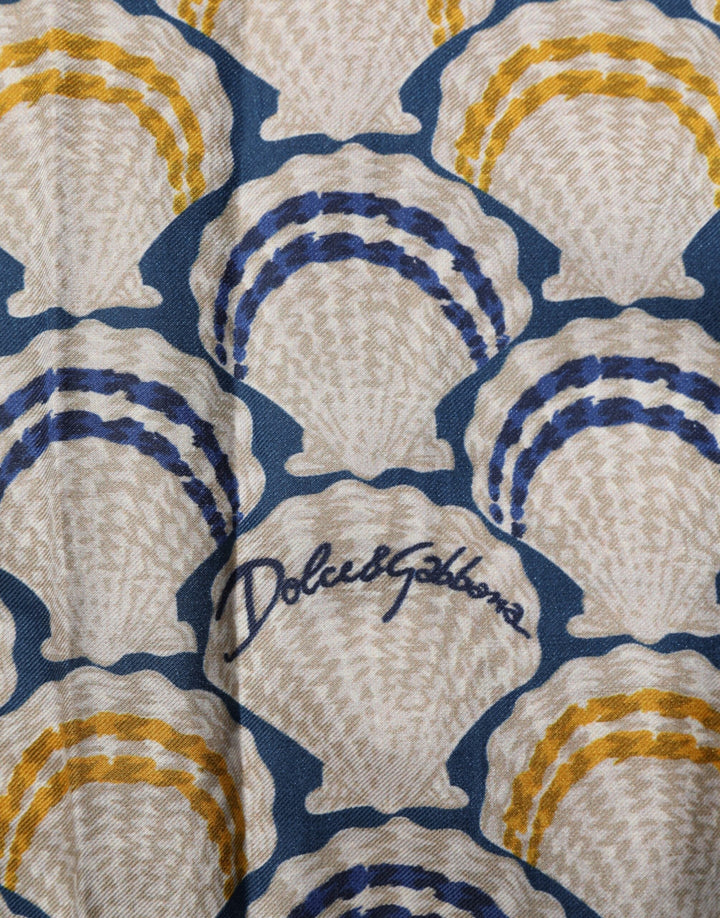 Dolce &amp; Gabbana Cream Cotton Silk Hawaii Scallop Shell Print Shirt
