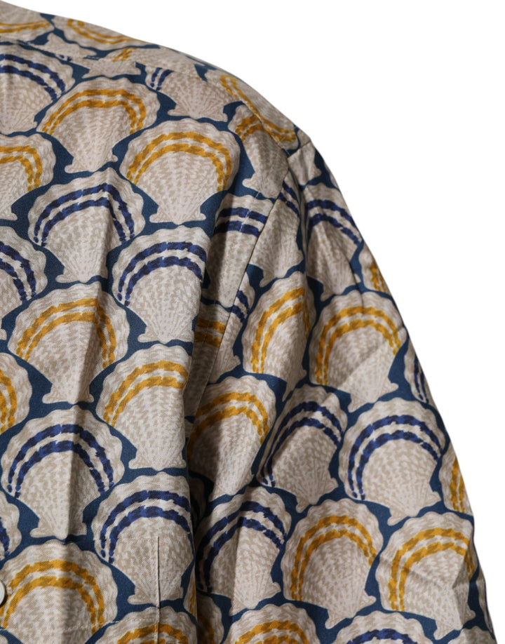 Dolce &amp; Gabbana Cream Cotton Silk Hawaii Scallop Shell Print Shirt