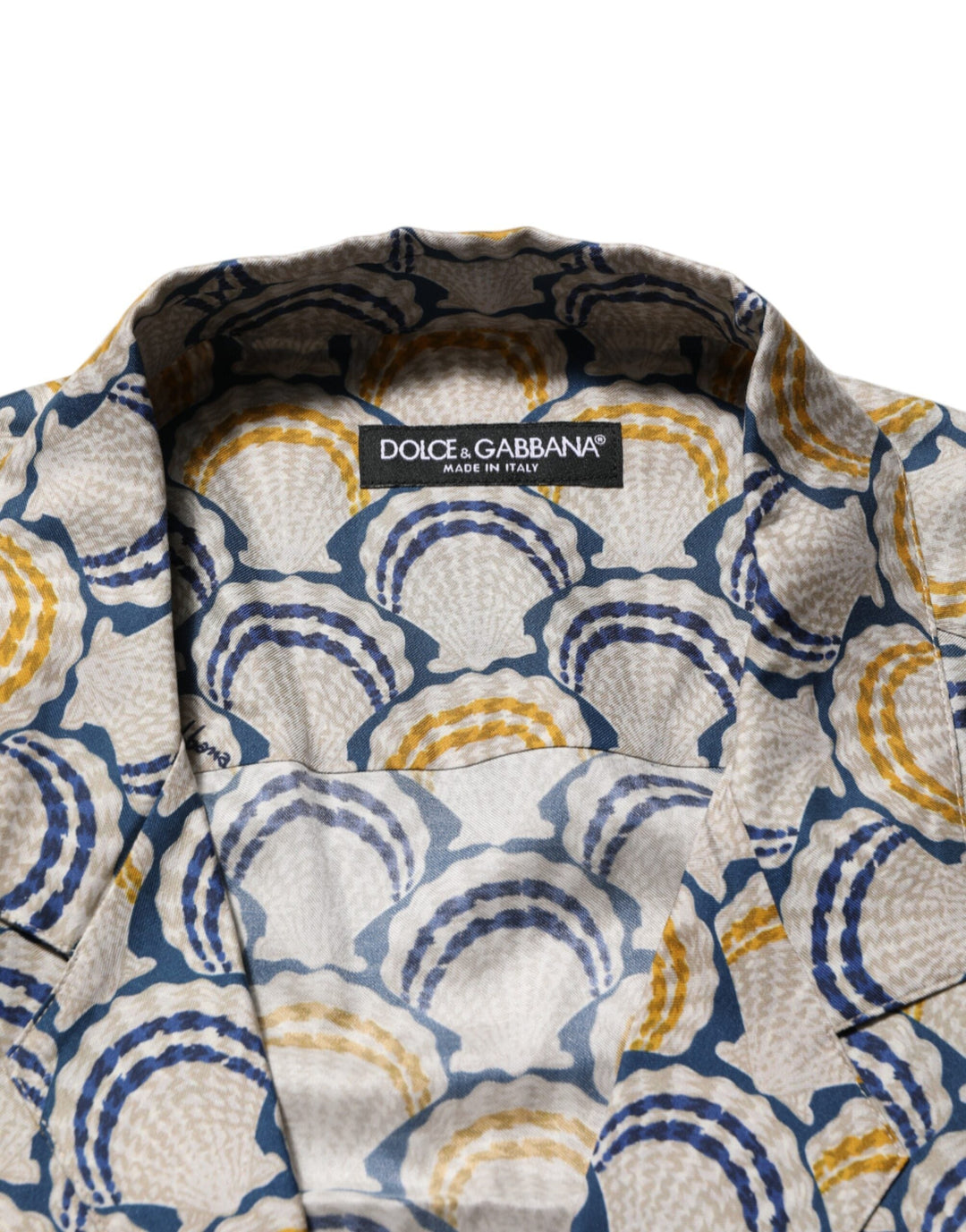 Dolce &amp; Gabbana Cream Cotton Silk Hawaii Scallop Shell Print Shirt
