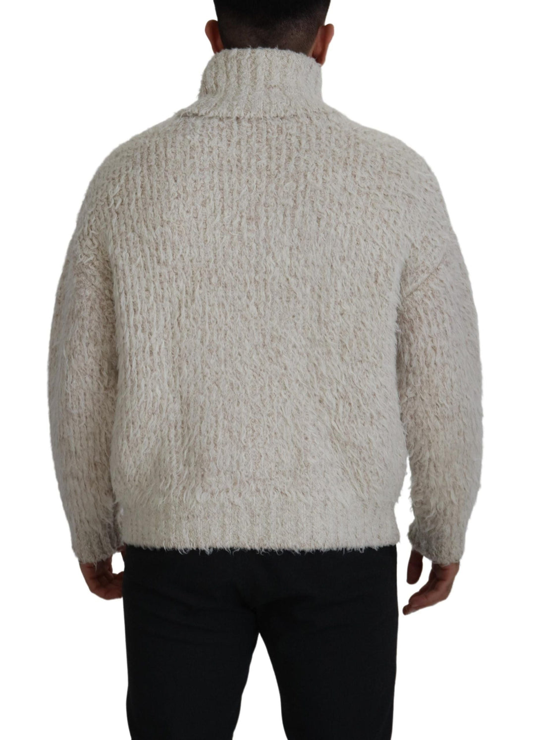 Men’s Dolce &amp; Gabbana Cream Wool Knit Turtleneck Pullover Sweater