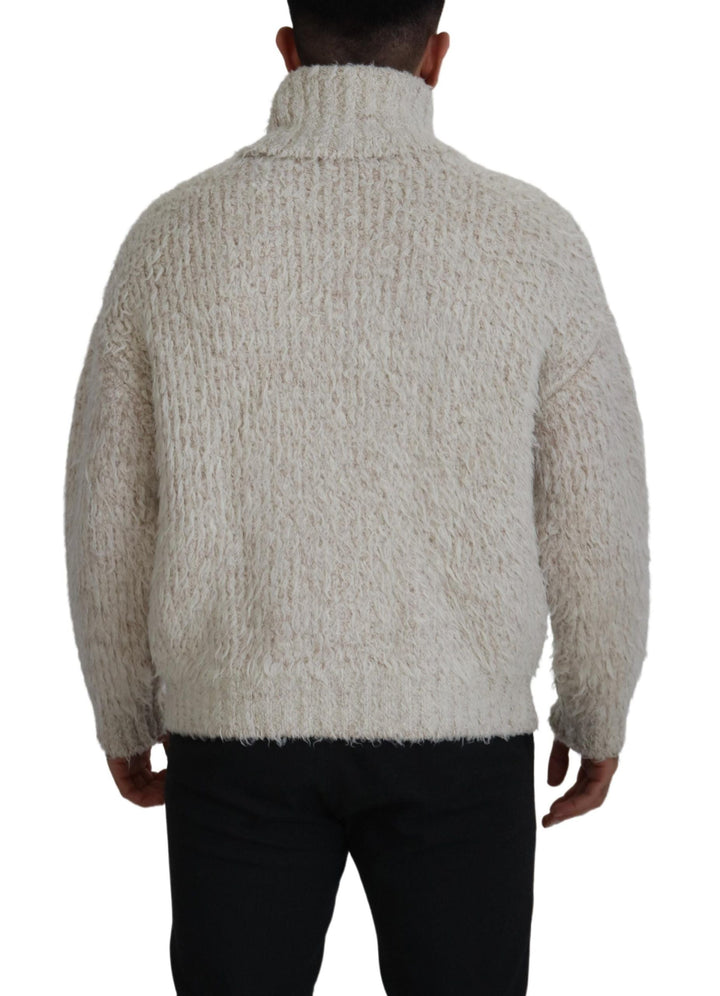 Men’s Dolce &amp; Gabbana Cream Wool Knit Turtleneck Pullover Sweater
