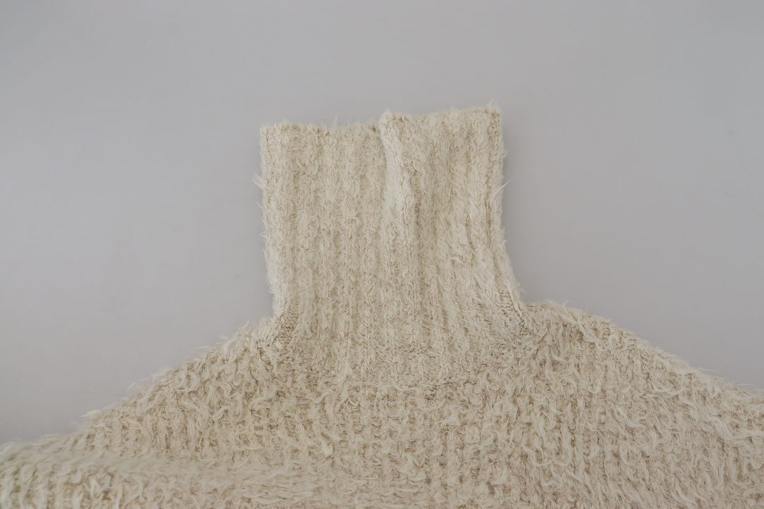 Men’s Dolce &amp; Gabbana Cream Wool Knit Turtleneck Pullover Sweater