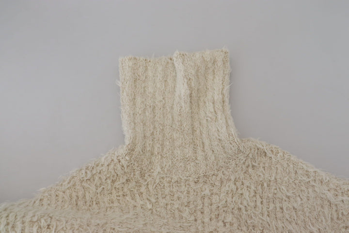 Men’s Dolce &amp; Gabbana Cream Wool Knit Turtleneck Pullover Sweater