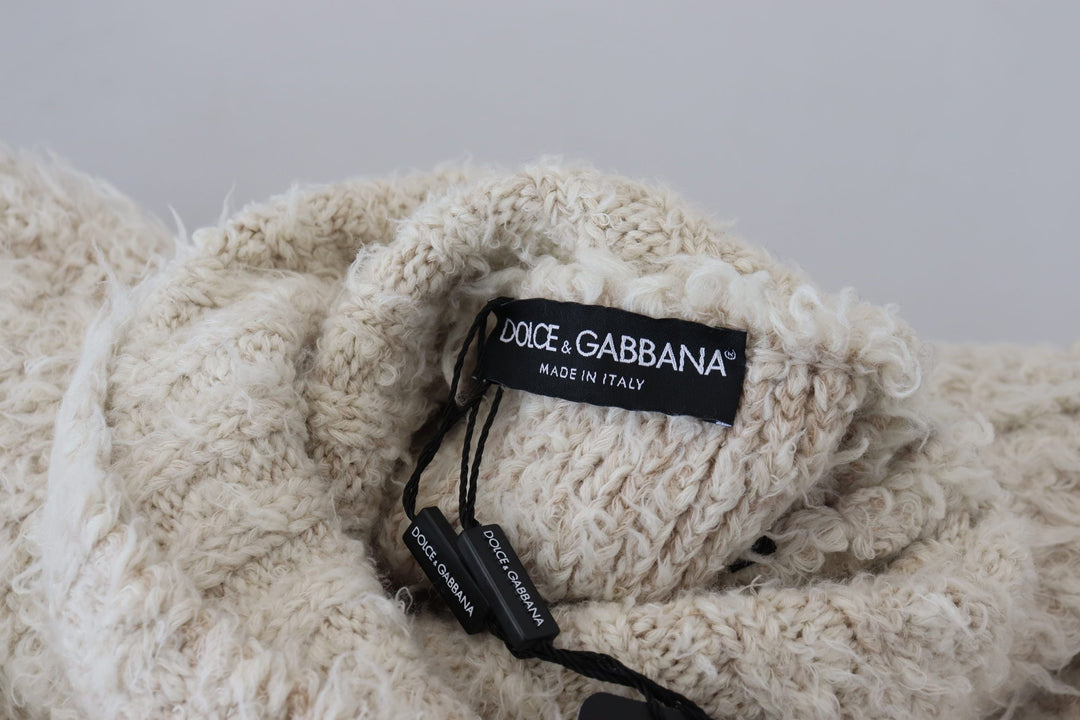 Men’s Dolce &amp; Gabbana Cream Wool Knit Turtleneck Pullover Sweater