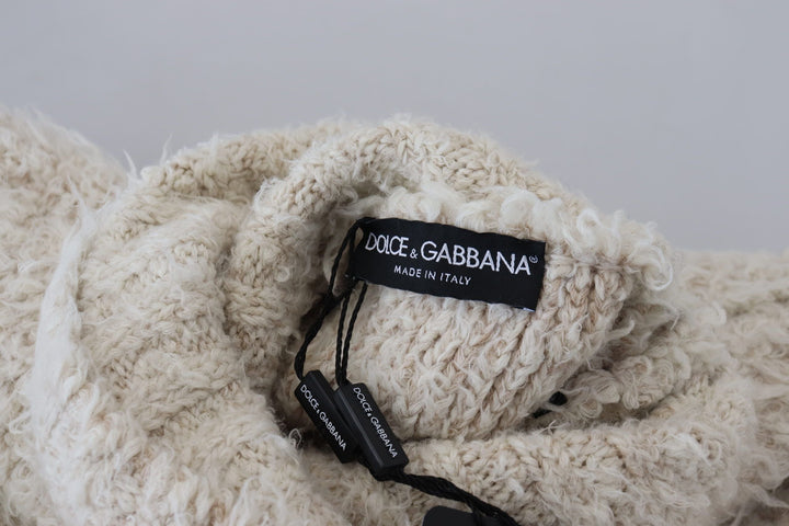 Men’s Dolce &amp; Gabbana Cream Wool Knit Turtleneck Pullover Sweater