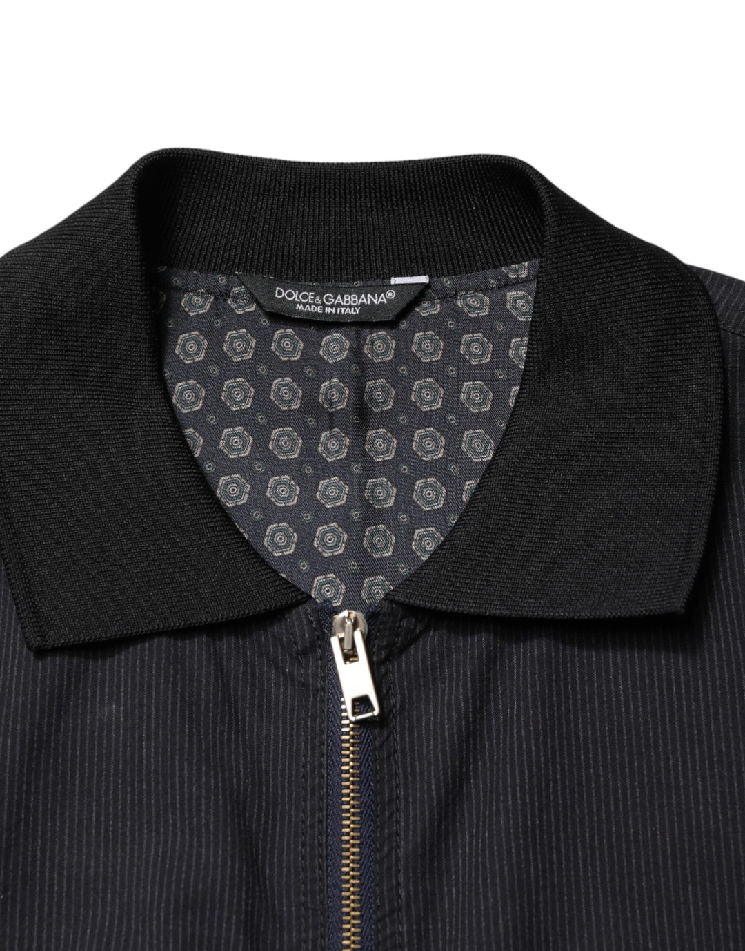 Men’s Dolce &amp; Gabbana Dark Blue Cotton Full Zip Bomber Men Jacket