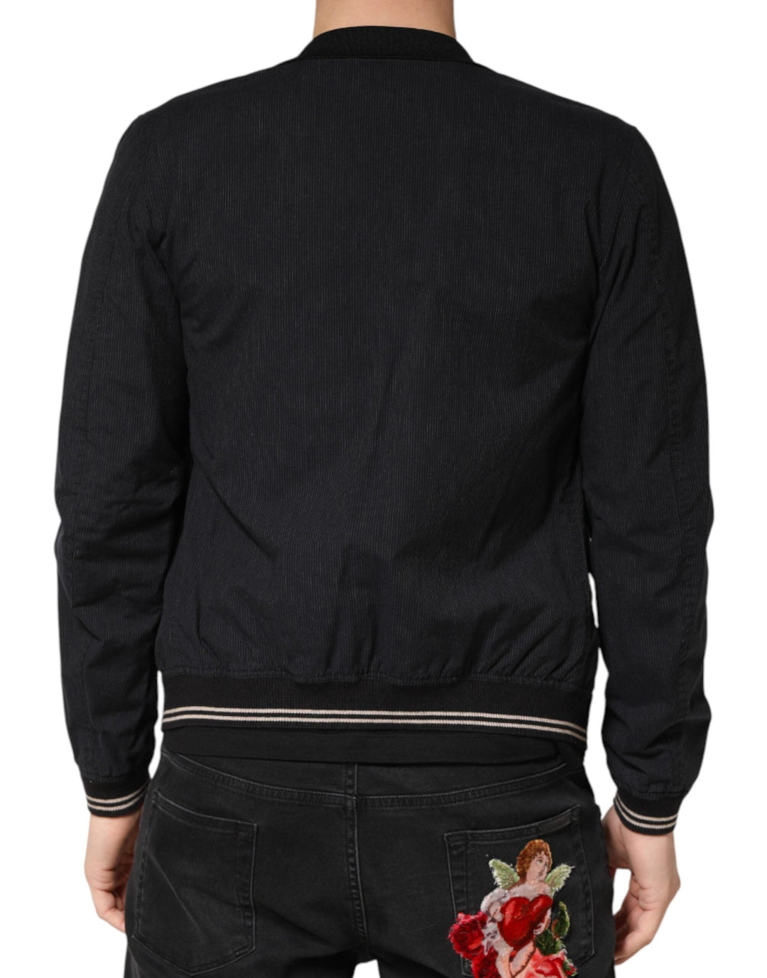 Men’s Dolce &amp; Gabbana Dark Blue Cotton Full Zip Bomber Men Jacket
