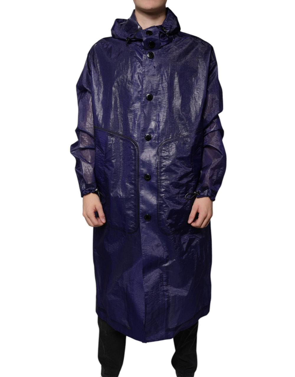 Men’s Dolce & Gabbana Dark Blue Cotton Hooded Men Raincoat Jacket