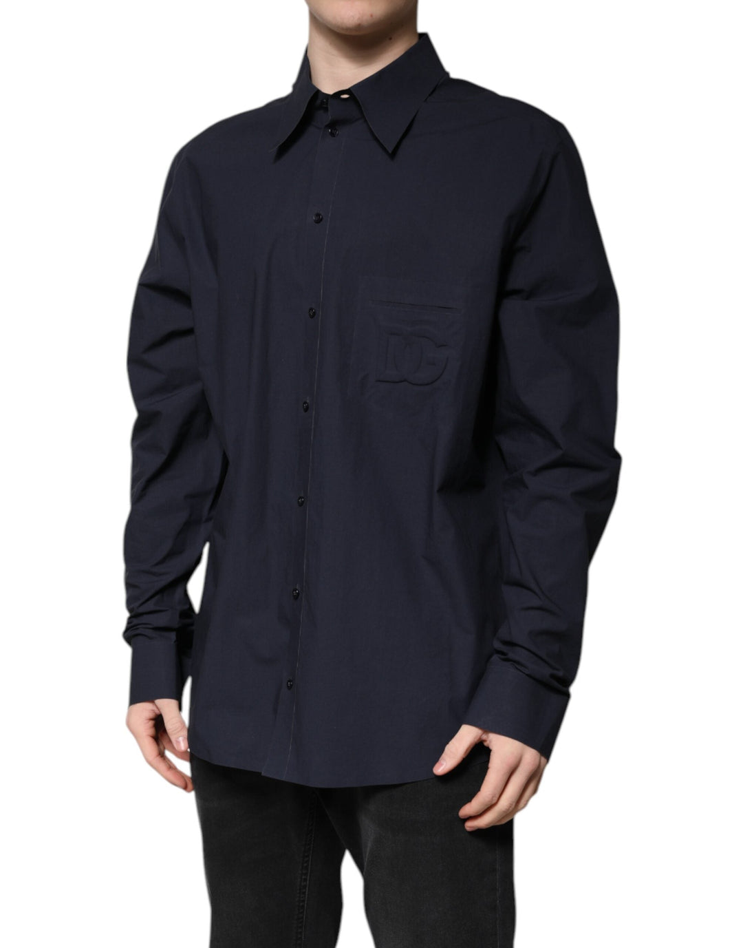 Dolce &amp; Gabbana Dark Blue Cotton Long Sleeve Shirt
