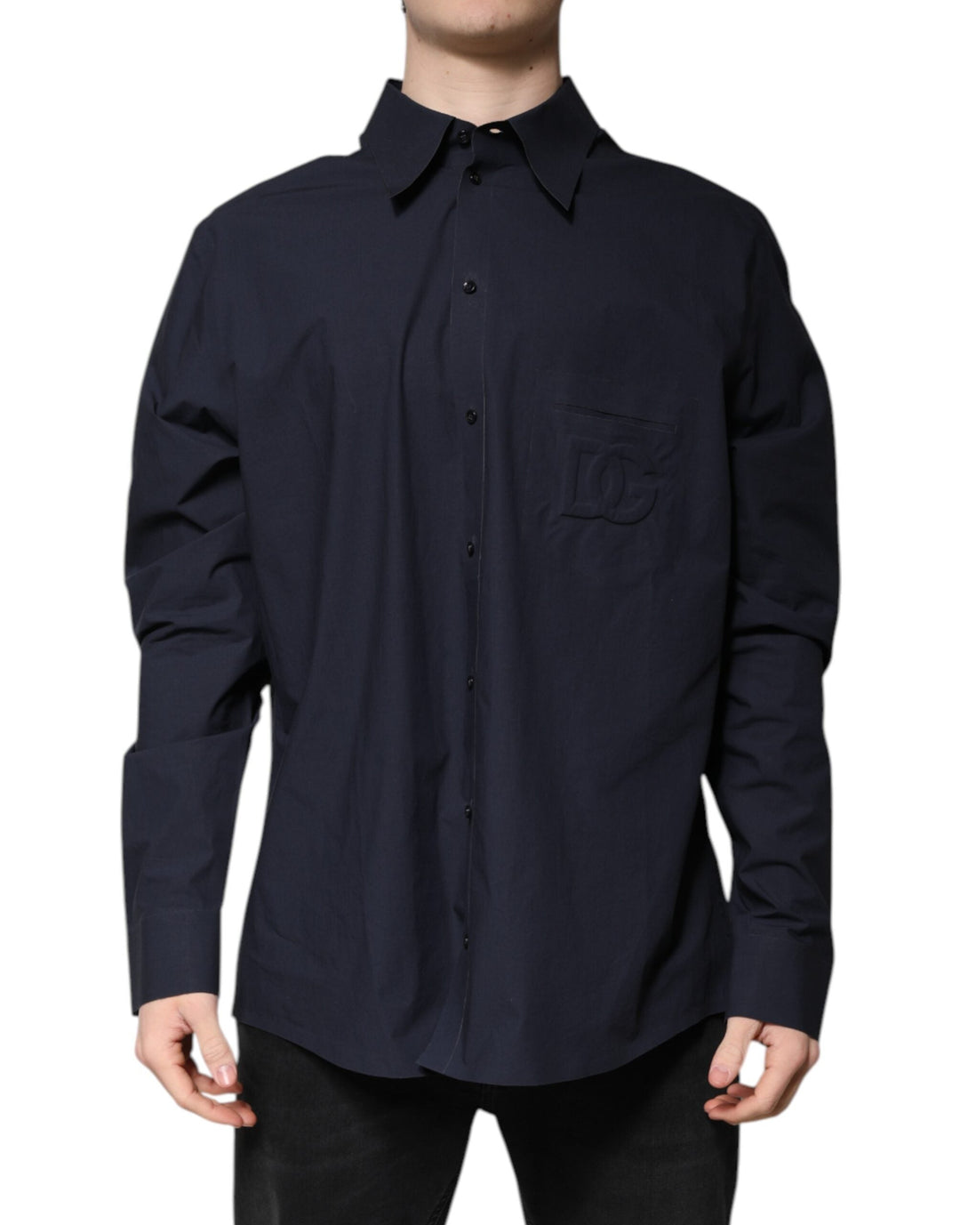 Dolce &amp; Gabbana Dark Blue Cotton Long Sleeve Shirt